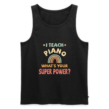 I teach Piano what’s your super power? - Männer Premium Bio Tank Top - Schwarz - Vorne - Michal (187cm)