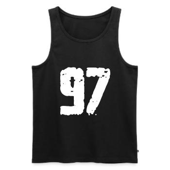 97 Nombre Vintage - Débardeur bio Premium Homme - noir - Devant - Michal (187cm)