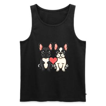 Französische Buldogge Hunde Paar Liebe Valentinsta - Männer Premium Bio Tank Top - Schwarz - Vorne - Michal (187cm)