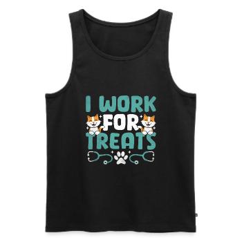 I Work For Treats Verterinarian Animal Lover - Men's Premium Organic Tank Top - black - Front - AI Model Male 178 light (178cm)