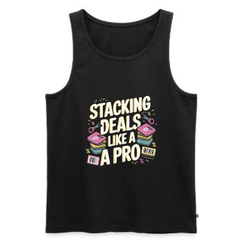 Cumuler les offres comme un pro Couponer Shopper Économisez - Débardeur bio Premium Homme - noir - Devant - AI Model Male 178 light (178cm)