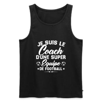 Je suis le coach d'une super équipe de football - Débardeur bio Premium Homme - noir - Devant - Michal (187cm)