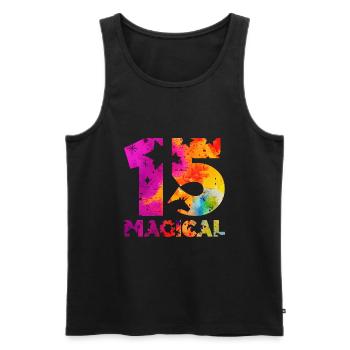 MAGICAL 15. GEBURTSTAG EINHORN - Männer Premium Bio Tank Top - Schwarz - Vorne - Michal (187cm)