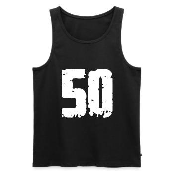 50 Nombre Vintage - Débardeur bio Premium Homme - noir - Devant - Michal (187cm)