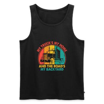 Trucker Fahren Papa Trucker Vater LKW-Fahrer - Männer Premium Bio Tank Top - Schwarz - Vorne - AI Model Male 178 light (178cm)