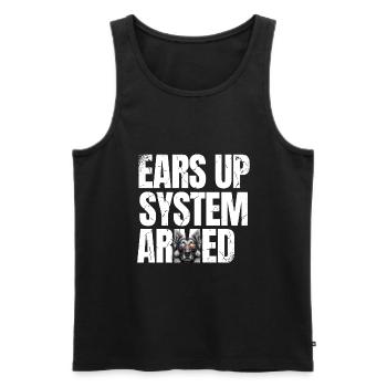 Ears Up System Armed German Shepherd Lover GSD Dog - Men's Premium Organic Tank Top - black - Front - Michal (187cm)