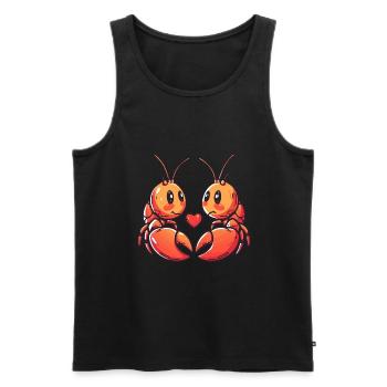 Homard Crabe Couple Amour Saint Valentin - Débardeur bio Premium Homme - noir - Devant - Michal (187cm)
