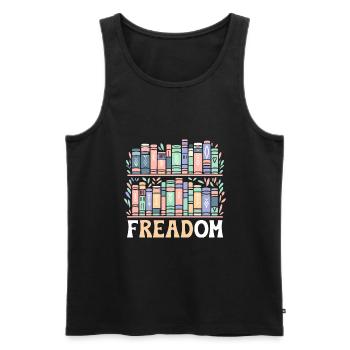Freadom Livre Lecture Livres Rat de Bibliothèque Bibliophile - Débardeur bio Premium Homme - noir - Devant - AI Model Male 178 light (178cm)
