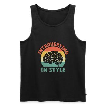 Introvertir à la mode Dictons pour les introvertis - Débardeur bio Premium Homme - noir - Devant - AI Model Male 178 light (178cm)