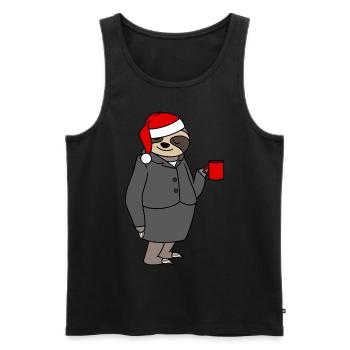 Sloth Woman Bureau Chapeau de Noël Père Noël - Débardeur bio Premium Homme - noir - Devant - Michal (187cm)