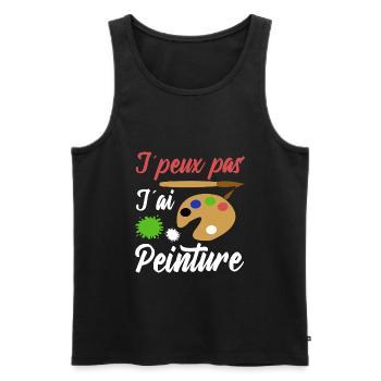 Peinture shirt je peux pas j´ai peinture artiste - Débardeur bio Premium Homme - noir - Devant - Michal (187cm)