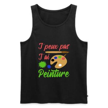 Peinture shirt je peux pas j´ai peinture artiste - Débardeur bio Premium Homme - noir - Devant - Michal (187cm)