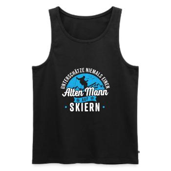 Ski fahren Unterschätze niemals alten Mann Skiern - Männer Premium Bio Tank Top - Schwarz - Vorne - AI Model Male 178 light (178cm)