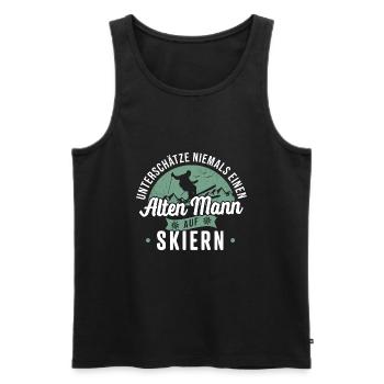 Alter Mann Ski Skifahren Schnee Berge Skifahrer - Männer Premium Bio Tank Top - Schwarz - Vorne - AI Model Male 178 light (178cm)
