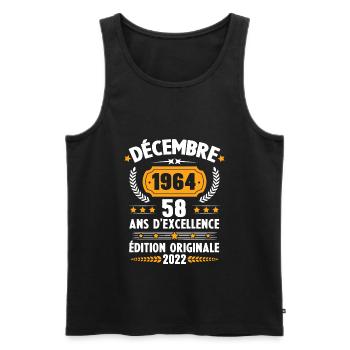 Cadeau D'anniversaire Rétro 58 Ans Décembre 1964 - Débardeur bio Premium Homme - noir - Devant - Michal (187cm)