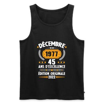Cadeau D'anniversaire Rétro 45 Ans Décembre 1977 - Débardeur bio Premium Homme - noir - Devant - Michal (187cm)