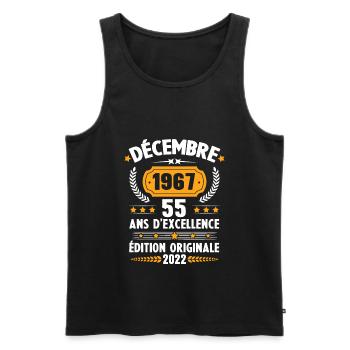 Cadeau D'anniversaire Rétro 55 Ans Décembre 1967 - Débardeur bio Premium Homme - noir - Devant - Michal (187cm)
