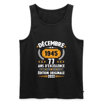 Cadeau D'anniversaire Rétro 77 Ans Décembre 1945 - Débardeur bio Premium Homme - noir - Devant - Michal (187cm)