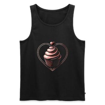 Cupcake Chocolate Heart Baker Baking Bake Cupcakes - Men's Premium Organic Tank Top - black - Front - AI Model Male 178 light (178cm)