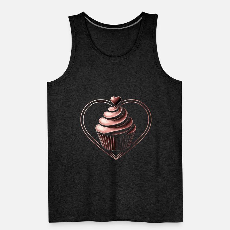Cupcake Chocolate Heart Baker Baking Bake Cupcakes Men's Premium Organic Tank Top