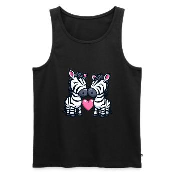 Zebra Paar Liebe Valentinstag - Männer Premium Bio Tank Top - Schwarz - Vorne - Michal (187cm)