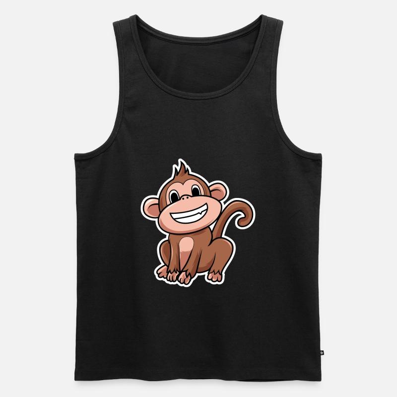 Kawaii Affe - Männer Premium Bio Tank Top - Schwarz