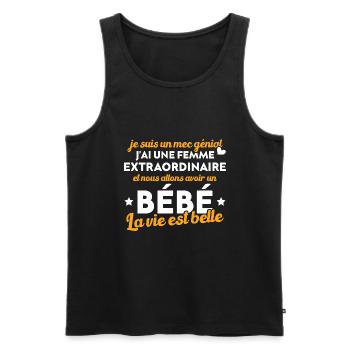 Je suis un mec génial j'ai une femme extraordinair - Débardeur bio Premium Homme - noir - Devant - Michal (187cm)