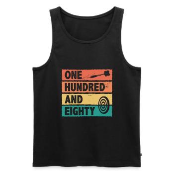 Retro Graphic Dart Player Darts Dartboard Bullseye - Men's Premium Organic Tank Top - black - Front - Michal (187cm)