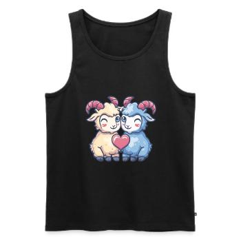 Chèvre de montagne Couple Amour Chèvre Saint-Valentin - Débardeur bio Premium Homme - noir - Devant - Michal (187cm)