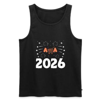 Frohes Neues Jahr 2026 Couponer Shopper Geld sparen - Männer Premium Bio Tank Top - Schwarz - Vorne - Michal (187cm)