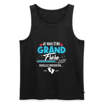 Je Vais Être Grand Frère 2024 - Débardeur bio Premium Homme - noir - Devant - Michal (187cm)