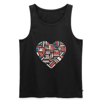 Heart Library Books Book Reading Bookworm - Men's Premium Organic Tank Top - black - Front - Michal (187cm)