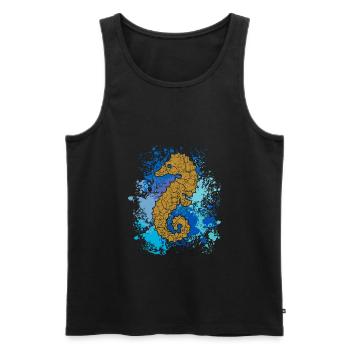 Seepferd | Seepferdchen | Hippocampus - Männer Premium Bio Tank Top - Schwarz - Vorne - AI Model Male 178 light (178cm)