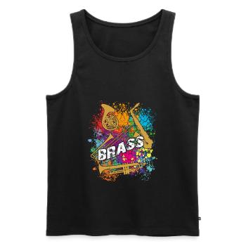 Trompete, Posaune, Saxofon, Horn - BRASS - Männer Premium Bio Tank Top - Schwarz - Vorne - AI Model Male 178 light (178cm)