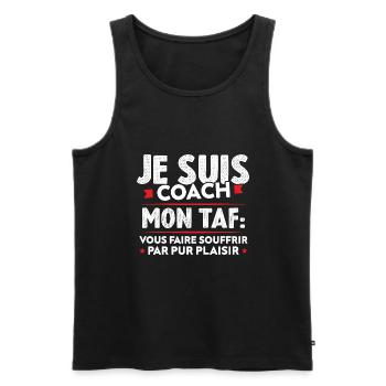 Je suis coach, Humour cadeau sportif coach - Débardeur bio Premium Homme - noir - Devant - Michal (187cm)