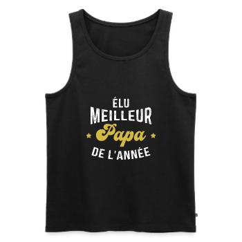 élu meilleur Papa de l'année - Débardeur bio Premium Homme - noir - Devant - AI Model Male 178 light (178cm)