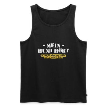 Mein Hund hört! - Männer Premium Bio Tank Top - Schwarz - Vorne - AI Model Male 178 light (178cm)