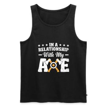 In A Relationship With My Axe Throwing Hatchet - Men's Premium Organic Tank Top - black - Front - Michal (187cm)