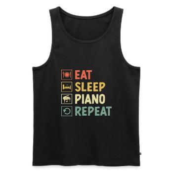 Eat Sleep Piano Repeat Pianist Musician Keyboard P - Men's Premium Organic Tank Top - black - Front - Michal (187cm)