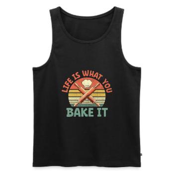 Life Is What You Bake It Pastry Bread Baking Cake - Men's Premium Organic Tank Top - black - Front - Michal (187cm)