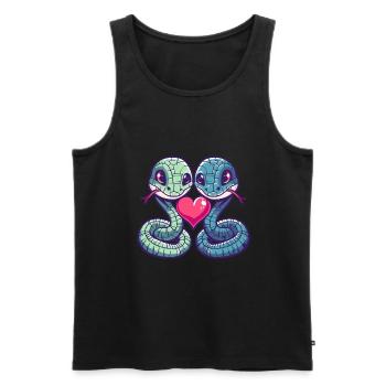 Serpent Cobra Couple Amour Saint Valentin - Débardeur bio Premium Homme - noir - Devant - AI Model Male 178 light (178cm)