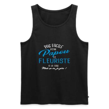 Papou et fleuriste - Débardeur bio Premium Homme - noir - Devant - Michal (187cm)