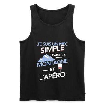 Montagne - un mec simple - Débardeur bio Premium Homme - noir - Devant - Michal (187cm)