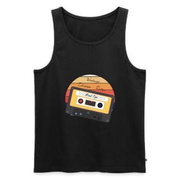 Cassette audio rétro vintage - Débardeur bio Premium Homme - noir - Devant - Michal (187cm)