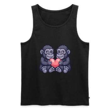 Gorilla Couple Love Valentine's Day - Men's Premium Organic Tank Top - black - Front - Michal (187cm)