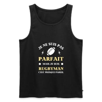 pas parfait rugby homme humour rugbyman cadeau - Débardeur bio Premium Homme - noir - Devant - Michal (187cm)