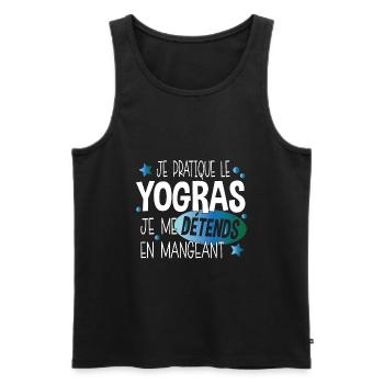 Yogras Yoga Détendre Manger Cadeau Humour Food - Débardeur bio Premium Homme - noir - Devant - Michal (187cm)