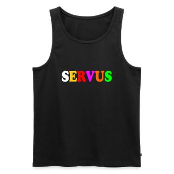 servus - Männer Premium Bio Tank Top - Schwarz - Vorne - AI Model Male 178 light (178cm)