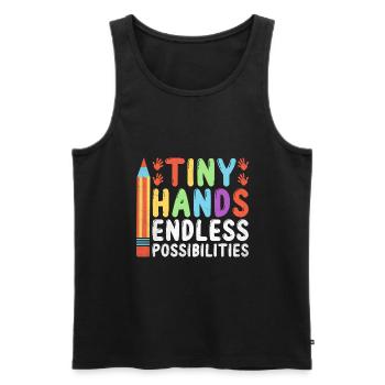 Tiny Hands Endless Possibilities School Teacher - Men's Premium Organic Tank Top - black - Front - Michal (187cm)