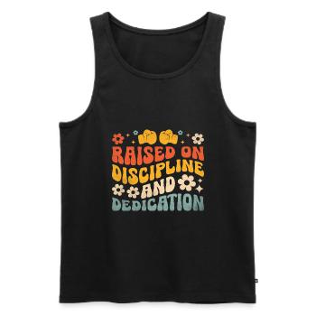 Aufgewachsen mit Disziplin und Hingabe im Boxsport - Männer Premium Bio Tank Top - Schwarz - Vorne - AI Model Male 178 light (178cm)